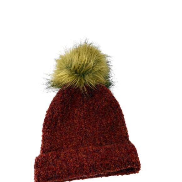 Dillards Reddish Fuzzy Tan Pom Beanie Hat Head Cover Hat One Size - Picture 6 of 11